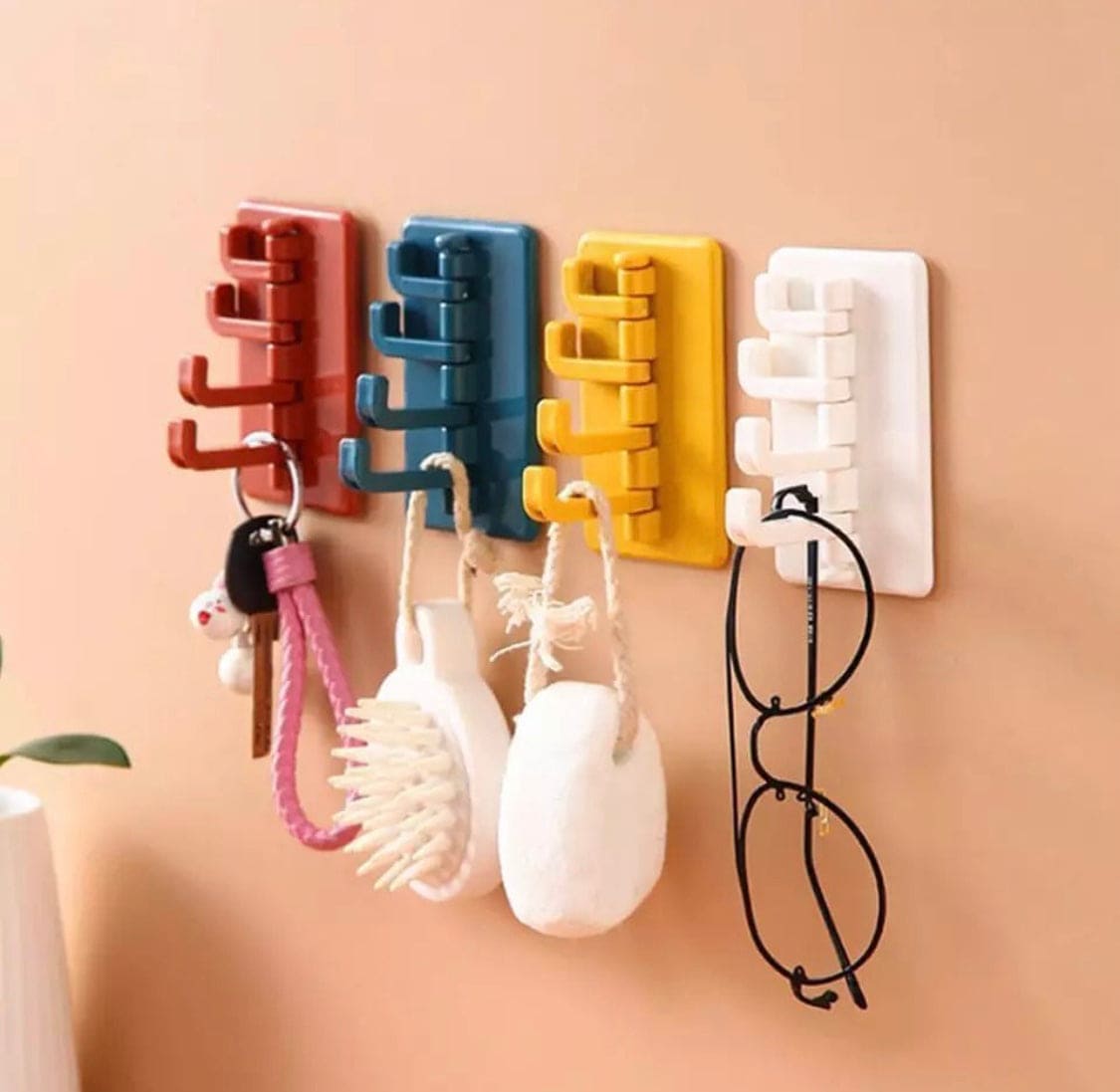 ABS Wall Hooks Storage Rack, Seamless Rotatable Strong Hook, Rotatable 4-Hook Key Hook Wall Self Adhesive Key Wall Hanger ABS Wall Hooks Storage Rack, Seamless Rotatable Strong Hook, Rotatable 4-Hook Key Hook Wall Self Adhesive Key Wall Hanger